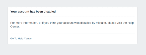 Facebook account disabled