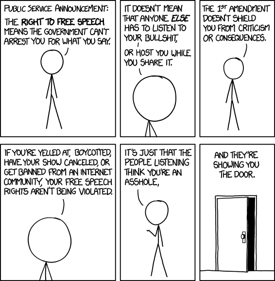 Free Speech https://xkcd.com/1357/