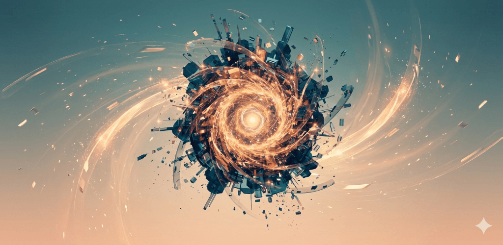 Abstract image that looks vaguely like a planet rotating at speed.